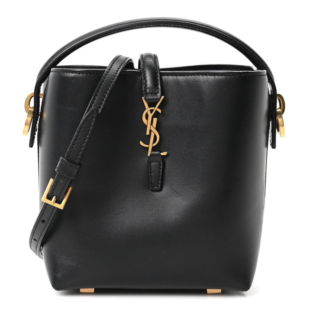 Saint Laurent Shiny Calfskin Le 37 Mini Bucket Bag Black