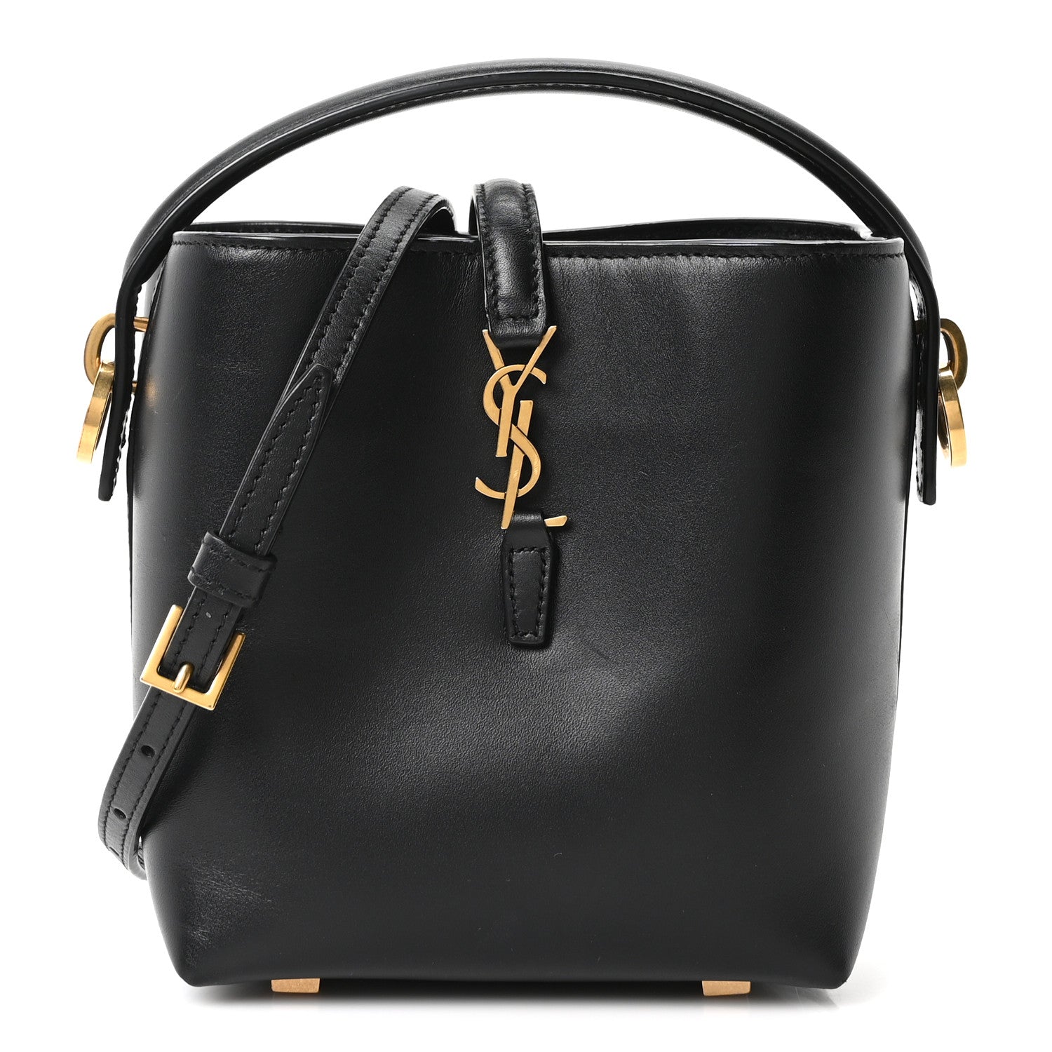 Saint Laurent Shiny Calfskin Le 37 Mini Bucket Bag Black