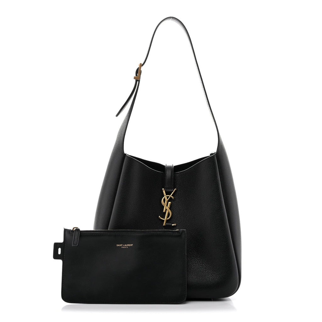 Saint Laurent Grained Calfskin Small Le 5 A 7 Soft Hobo Black