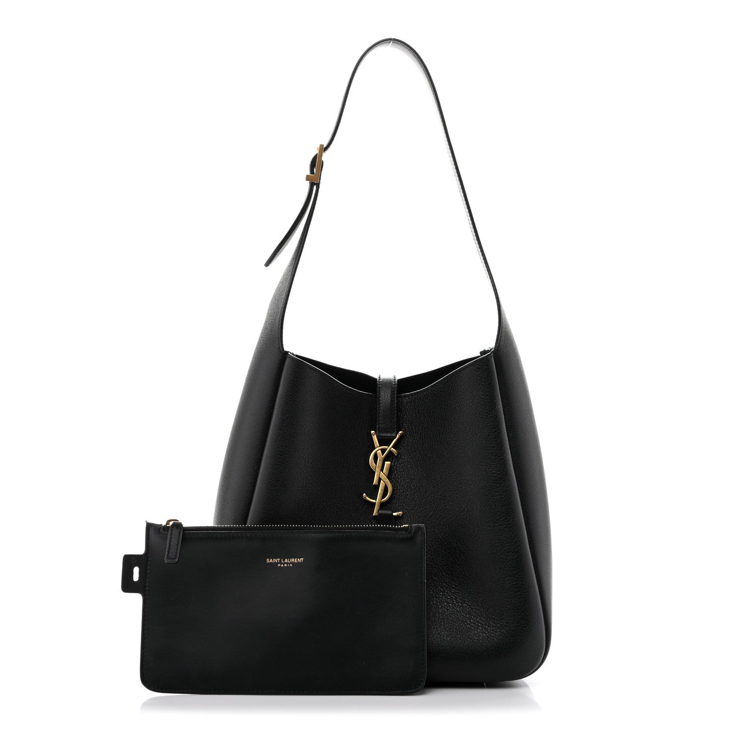Saint Laurent Grained Calfskin Small Le 5 A 7 Soft Hobo Black