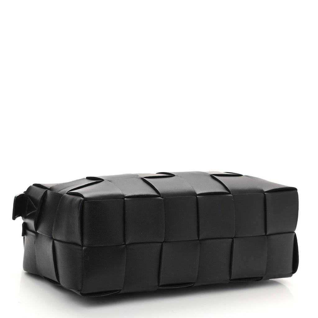 Bottega Veneta Brick Cassette bag base view black intrecciato