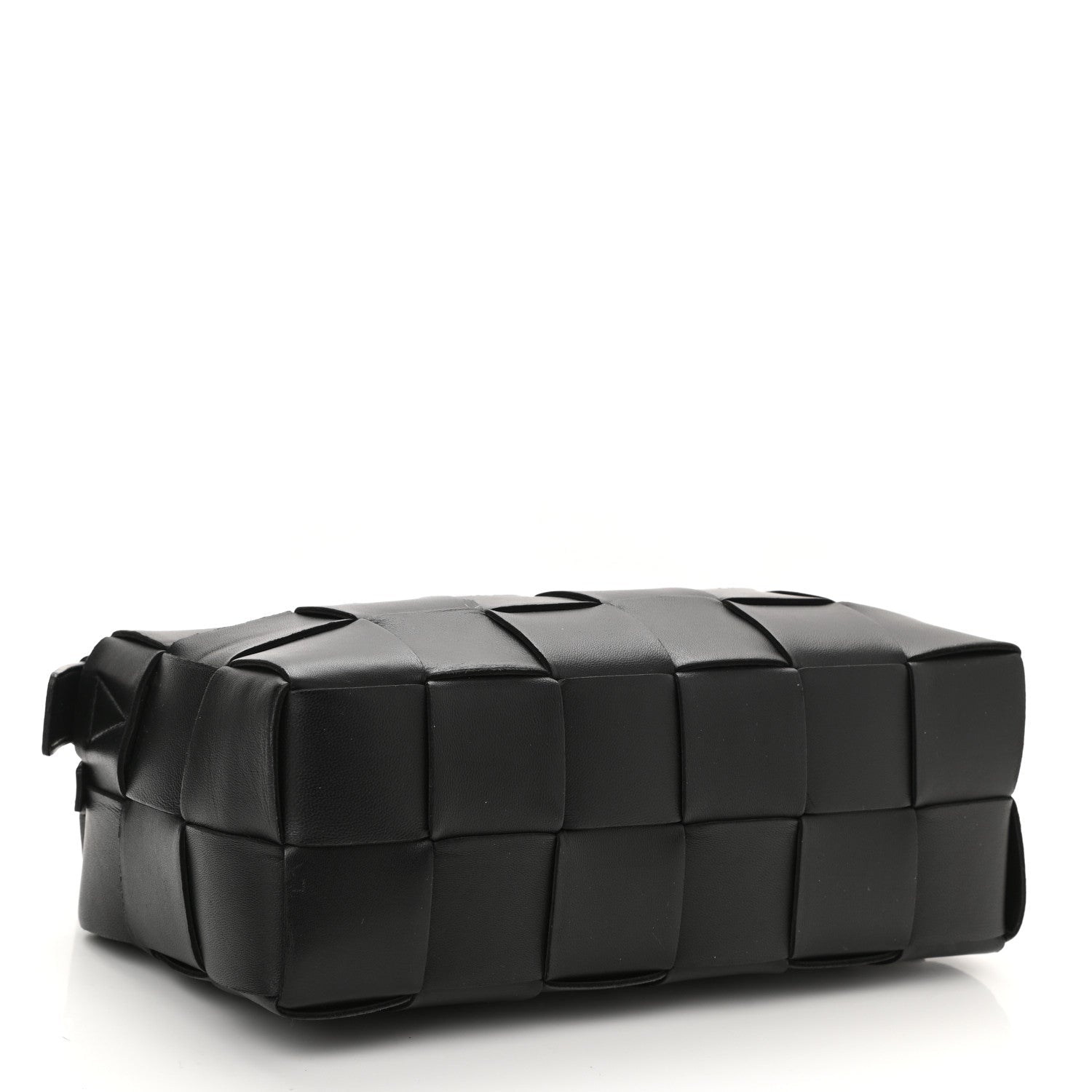 Bottega Veneta Brick Cassette bag base view black intrecciato