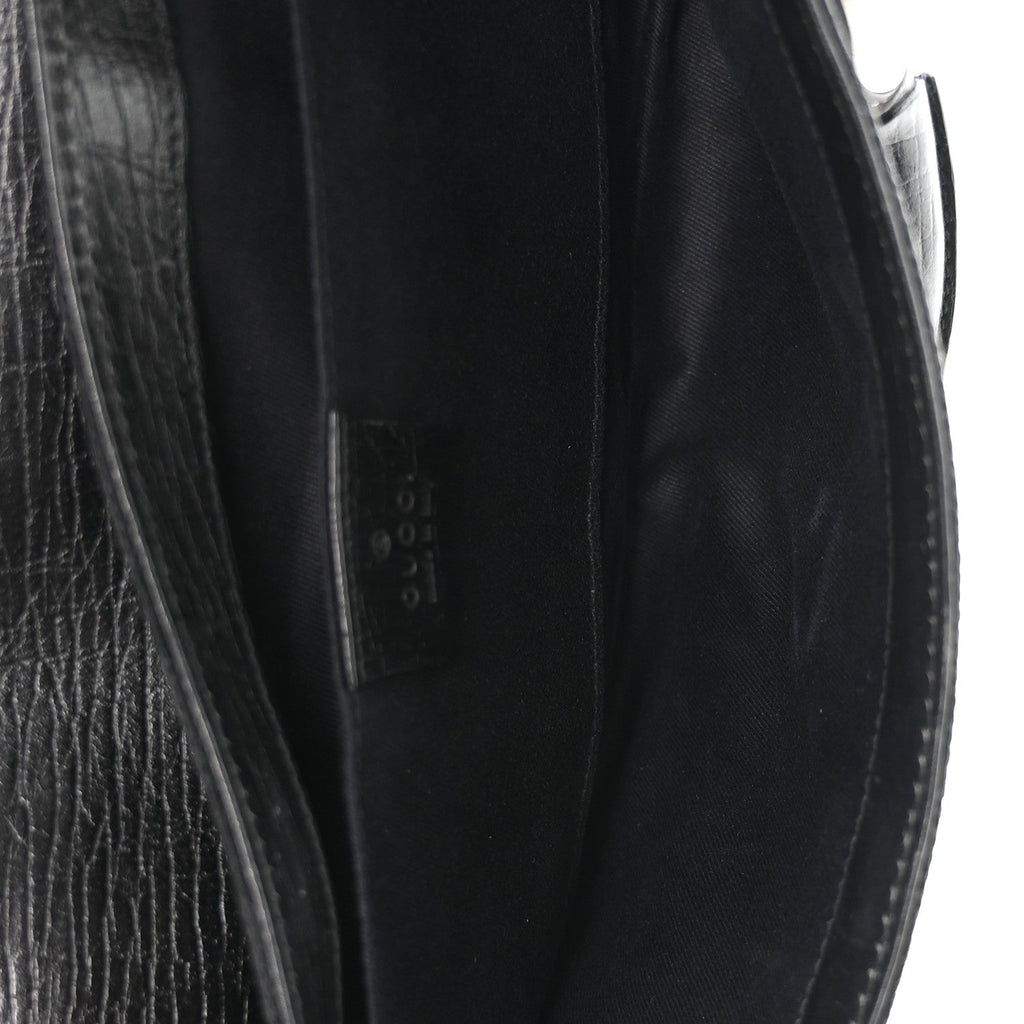 Gucci Monogram Horsebit Chain Clutch Black