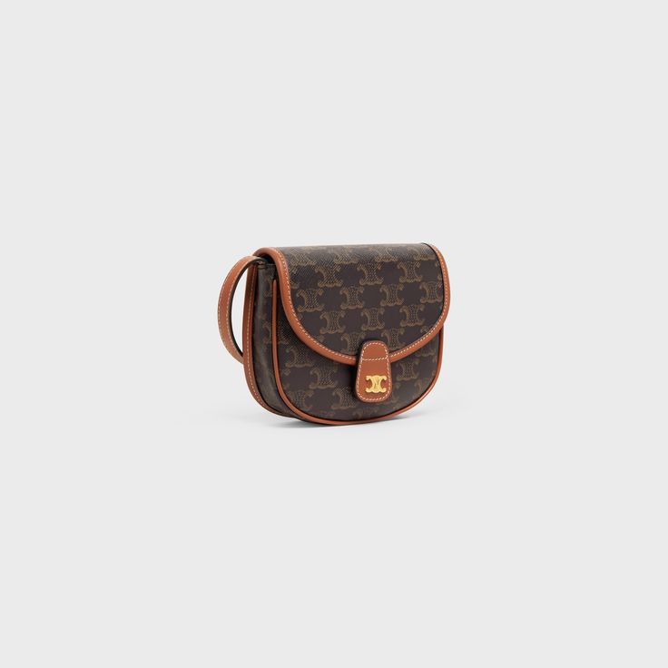 Celine Besace Cuir Triomphe in Triomphe Canvas and Calfskin Tan - 3/4 view