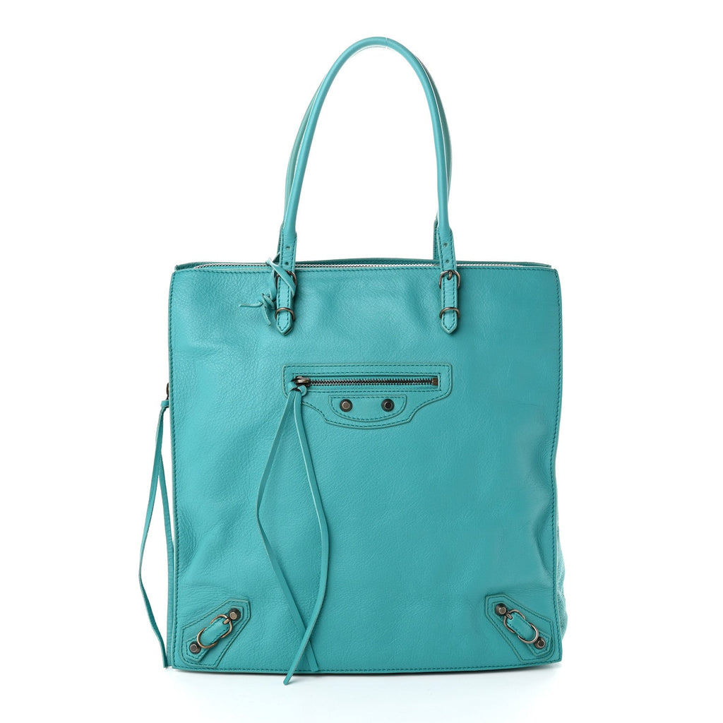Balenciaga Veau Papier Tote Turquoise