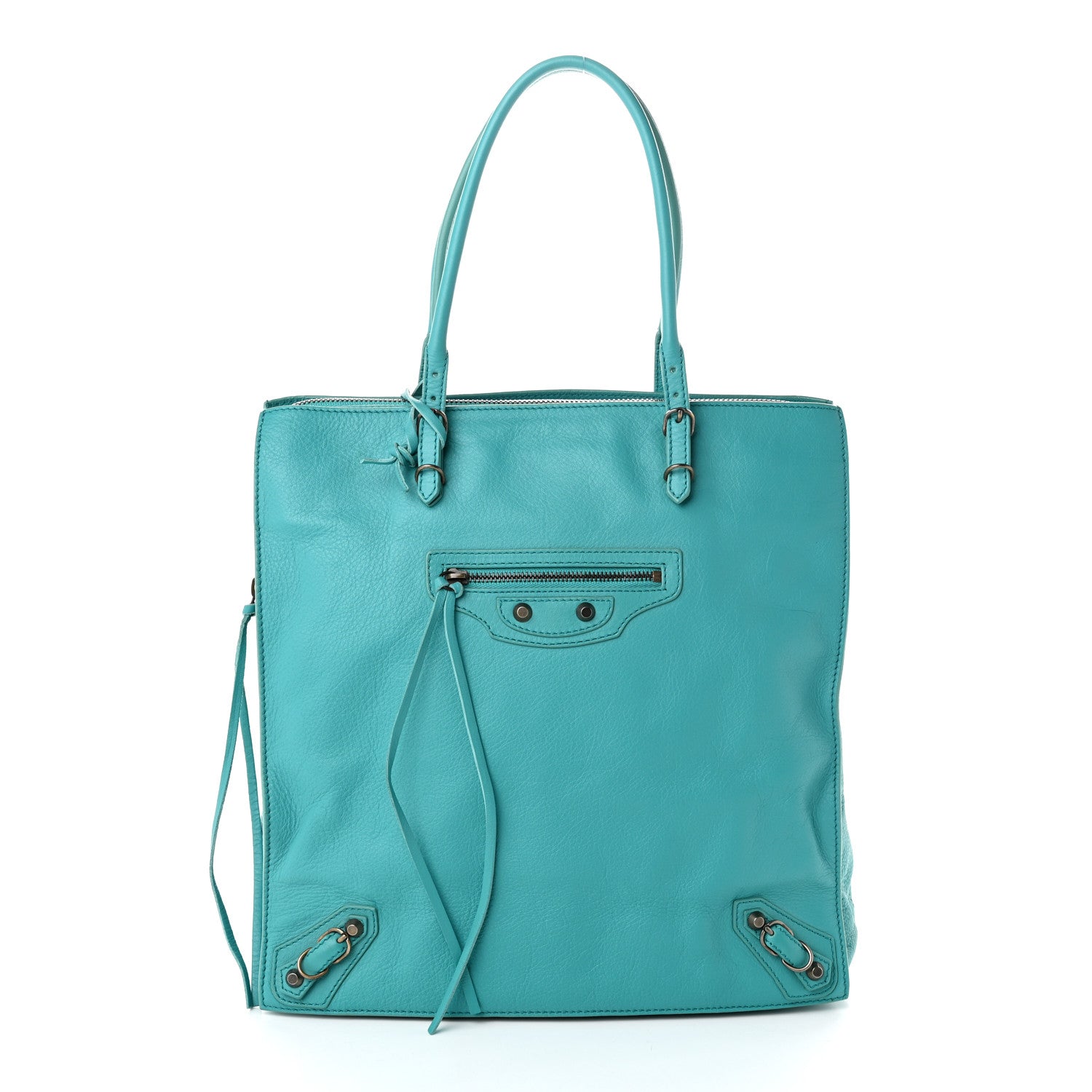 Balenciaga Veau Papier Tote Turquoise