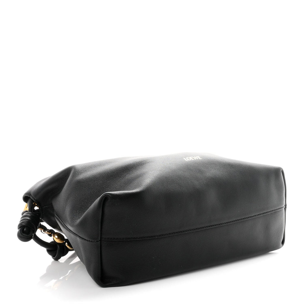 Loewe Mellow Nappa Medium Donut Chain Flamenco Knot Clutch Black