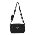 Prada Re-Nylon Vela Saffiano Pocket Double Zip Shoulder Bag Black