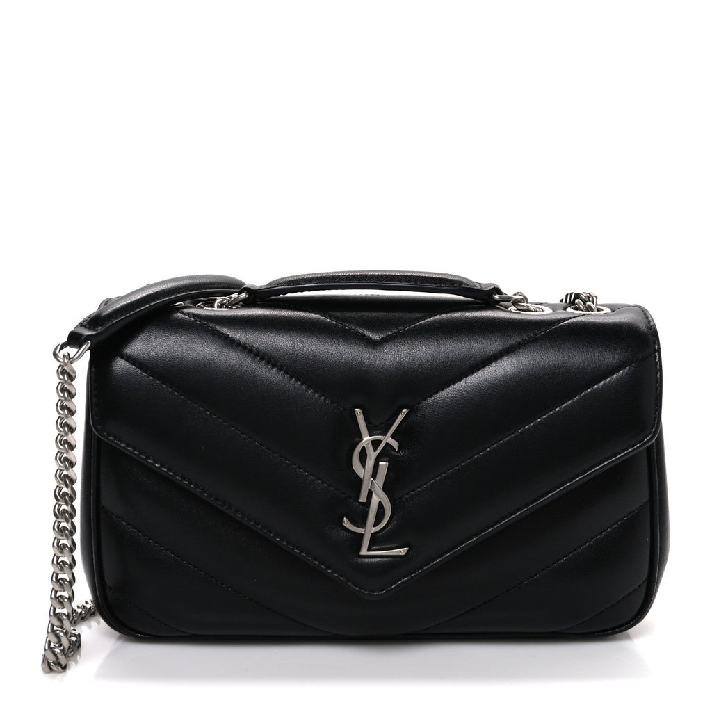 Saint Laurent Lambskin Chevron Quilted Small LouLou Black