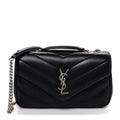 Saint Laurent Lambskin Chevron Quilted Small LouLou Black