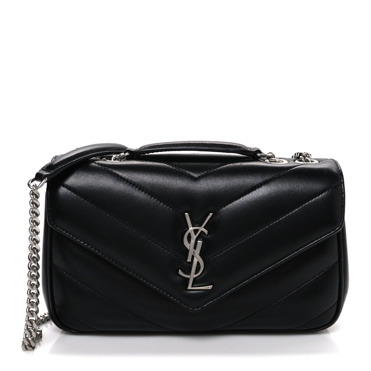 Saint Laurent Lambskin Chevron Quilted Small LouLou Black