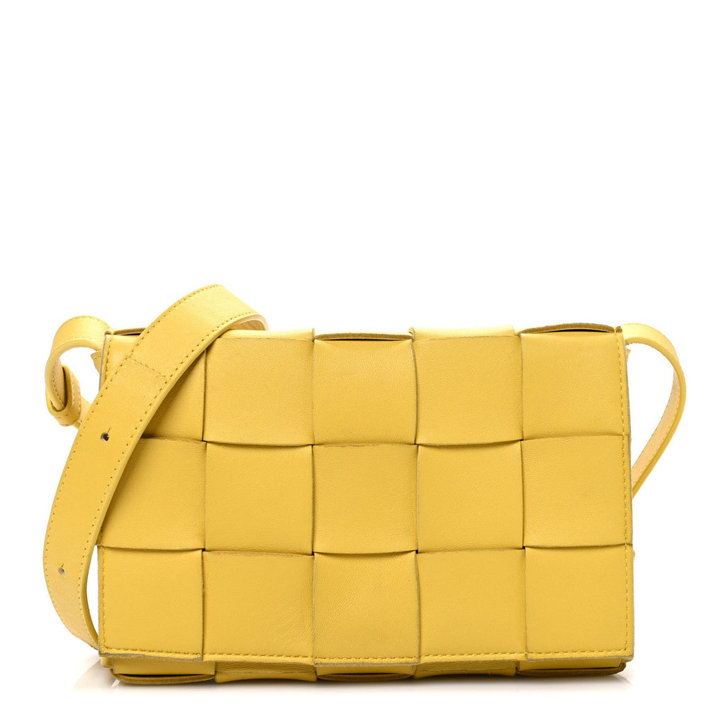 Bottega Veneta Lambskin Maxi Intrecciato Small Cassette Crossbody Bag Gold