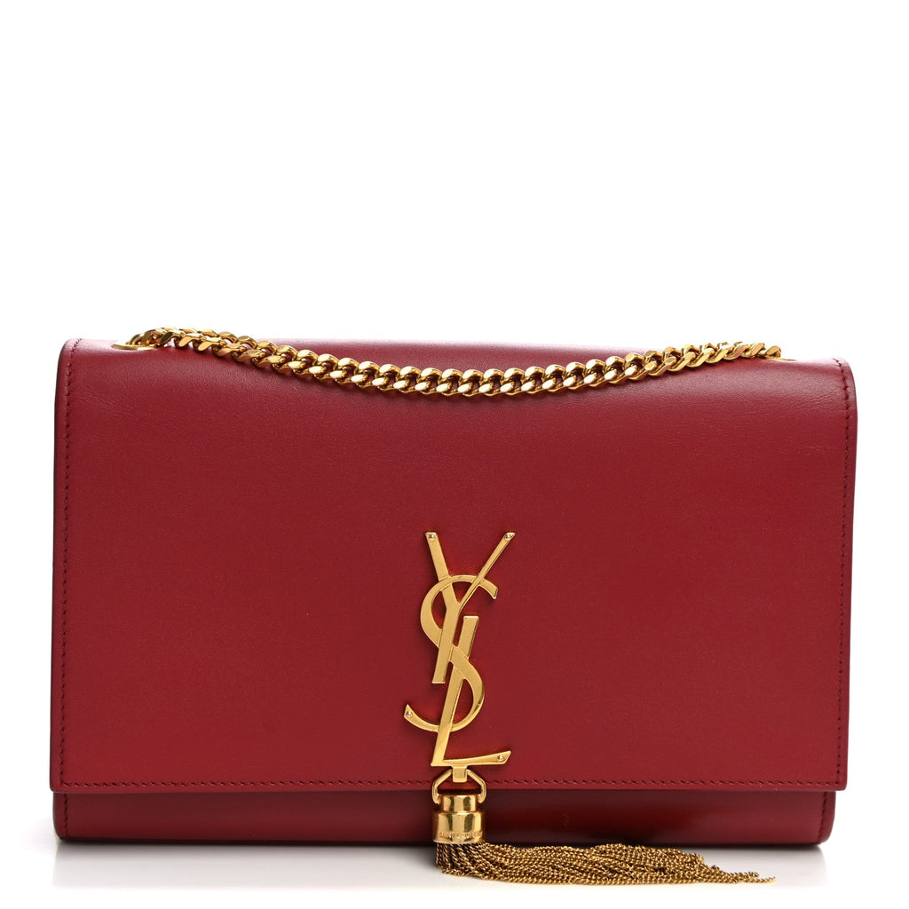 Saint Laurent Smooth Calfskin Medium Classic Monogram Kate Tassel Satchel New Lipstick