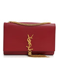 Saint Laurent Smooth Calfskin Medium Classic Monogram Kate Tassel Satchel New Lipstick