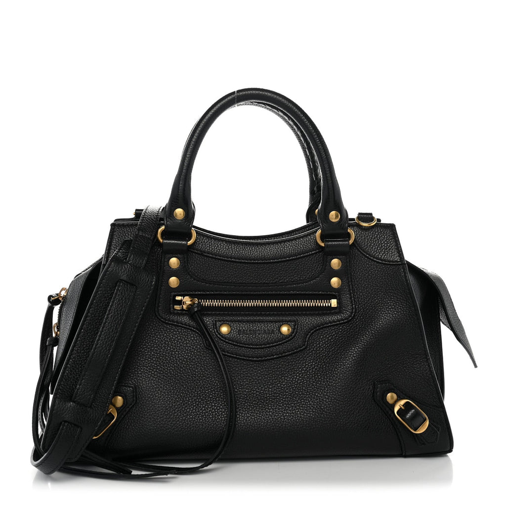 Balenciaga Grained Calfskin Neo Classic Gold Hardware S City Black