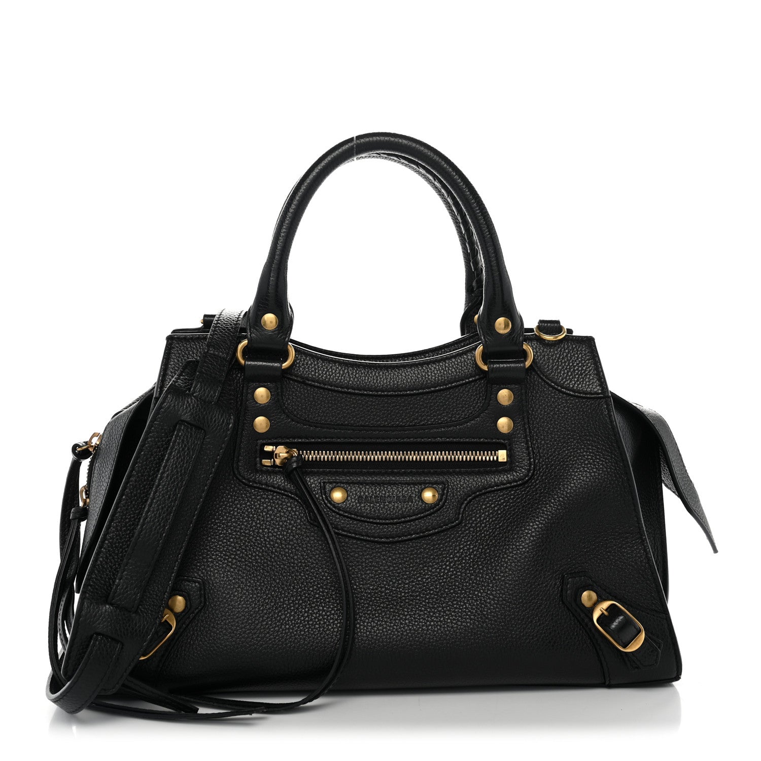 Balenciaga Grained Calfskin Neo Classic Gold Hardware S City Black