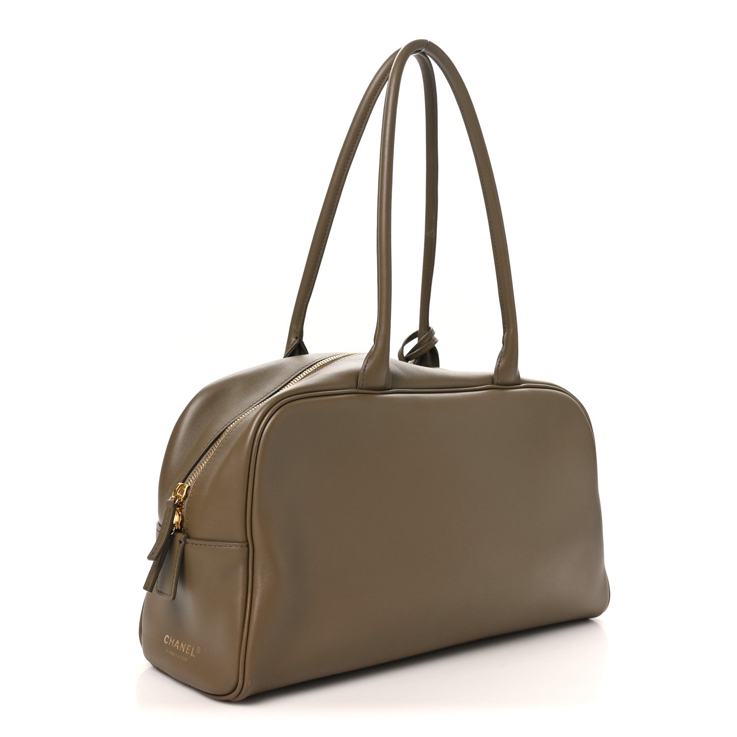 Chanel Calfskin Large Perfect Bowling Bag Dark Khaki