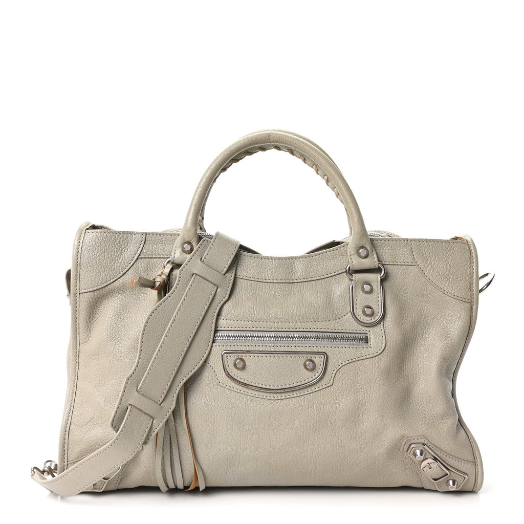Balenciaga Chevre Gold Metallic Edge Hardware City Gris Glace