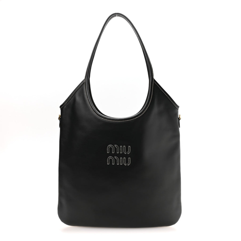 Miu Miu Nappa Ivy Bag Black front view