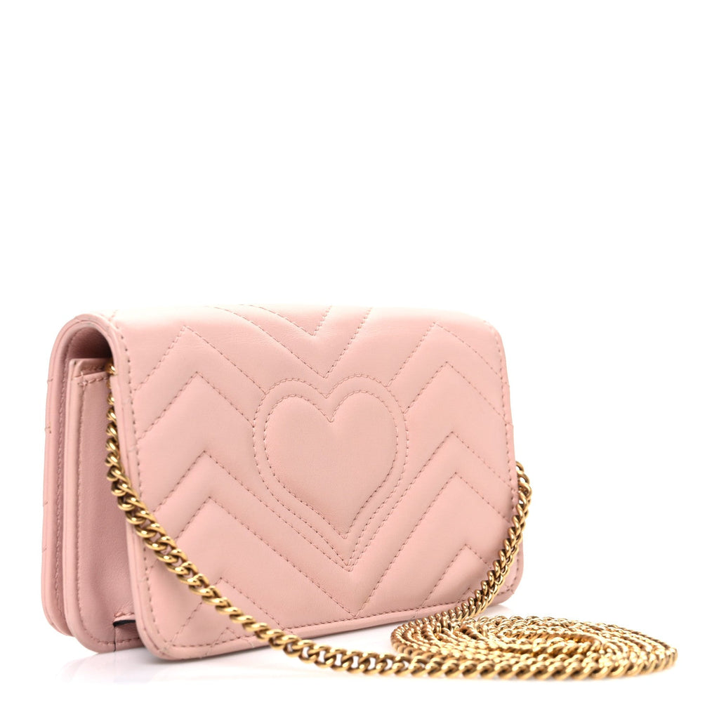 Gucci Calfskin Matelasse GG Marmont Mini Bag Perfect Pink