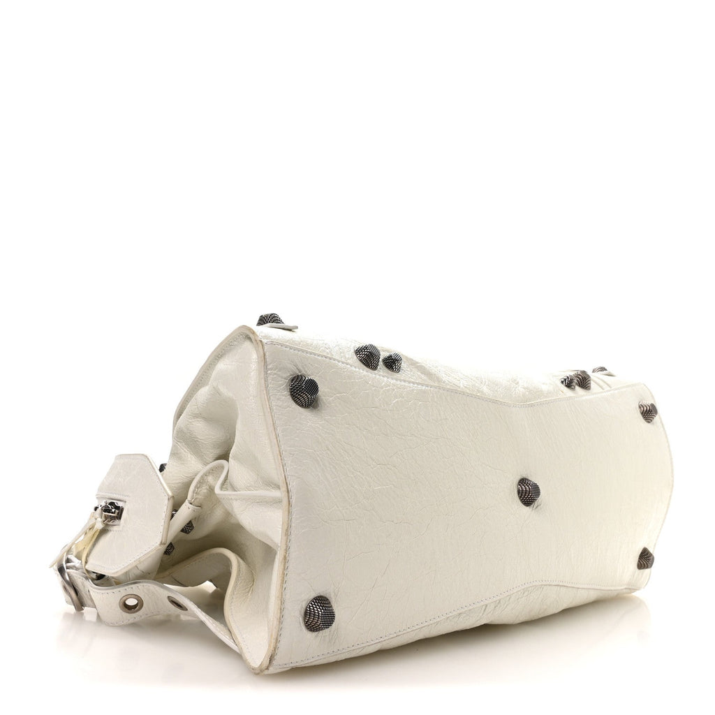 Balenciaga Agneau Arena Neo Cagole City Handbag Optic White