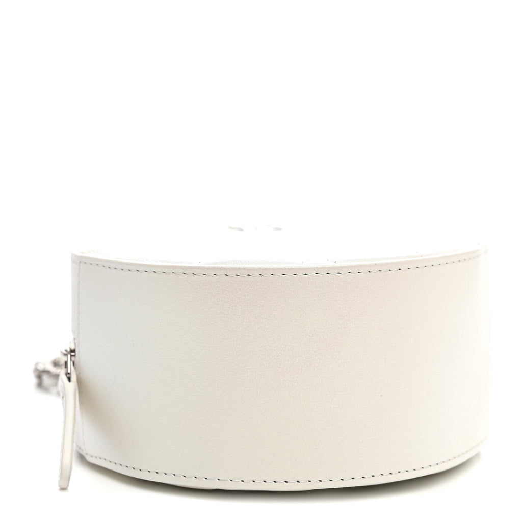 Chanel Iridescent Lambskin Quilted Coco Bow Round Clutch With Chain Ivory