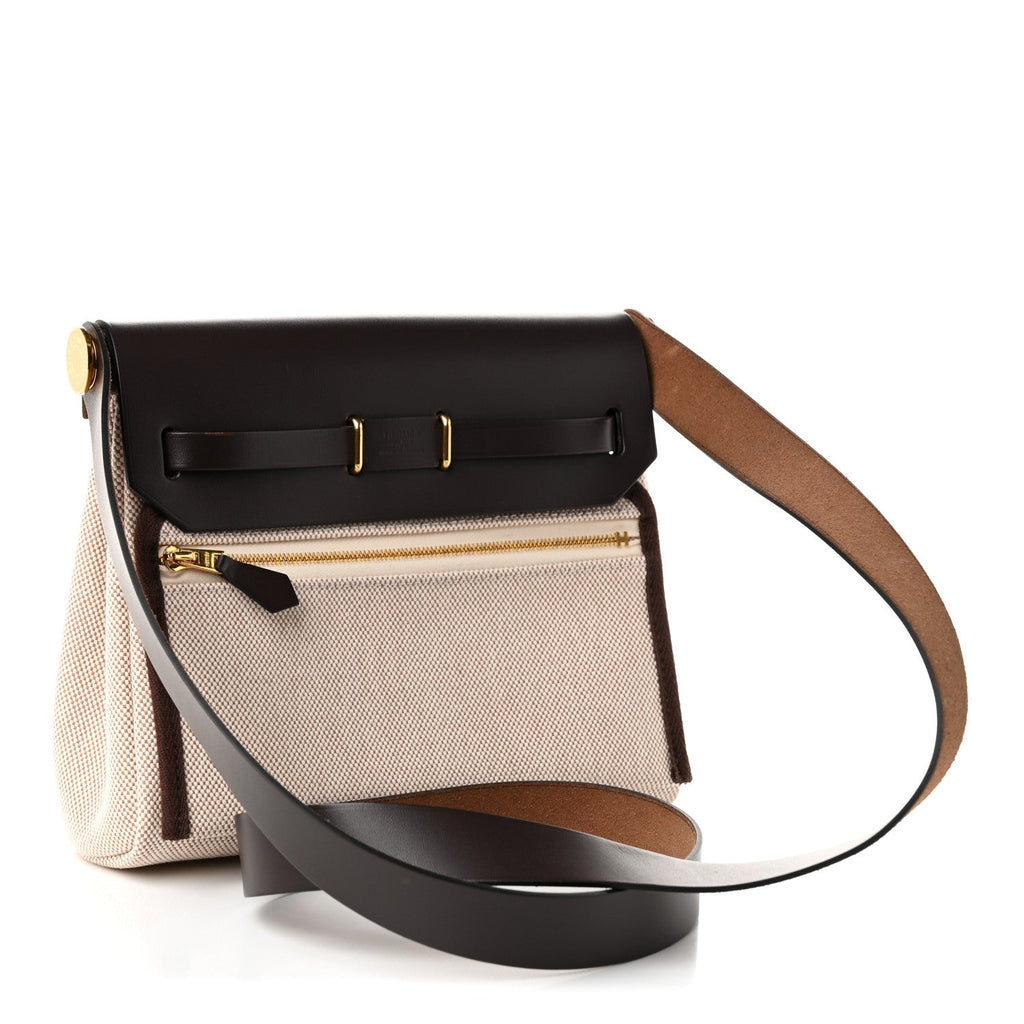 Hermès Military Toile Vache Hunter Herbag Zip Retourne 20 Ecru Beige Ebene