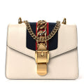 Gucci Calfskin Mini Sylvie Chain Shoulder Bag White