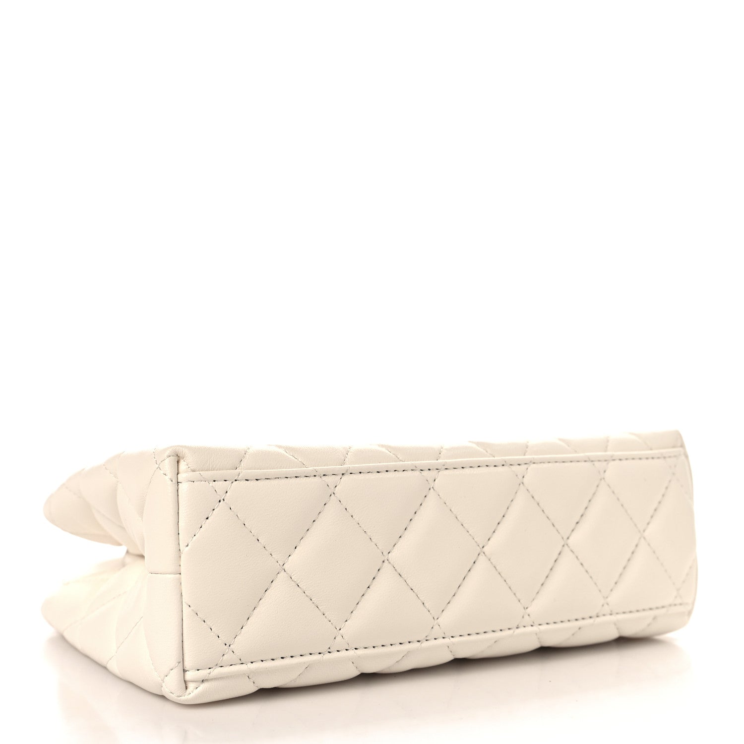 Chanel Shiny Aged Calfskin Quilted Nano Kelly Shopper White
