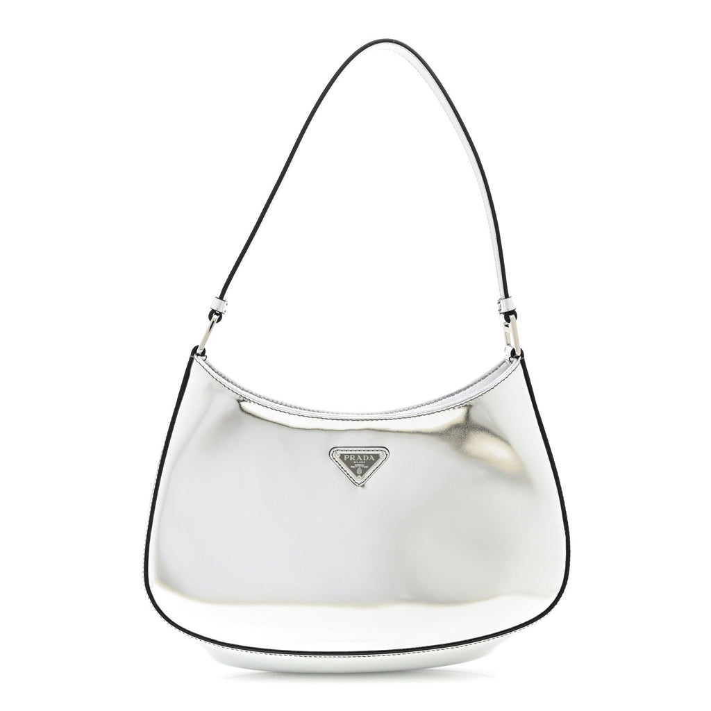 Prada Spazzolato Cleo Shoulder Bag Argento
