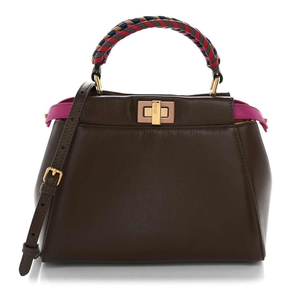 Fendi Nappa Braided Mini Peekaboo Iconic Satchel Maya Magenta