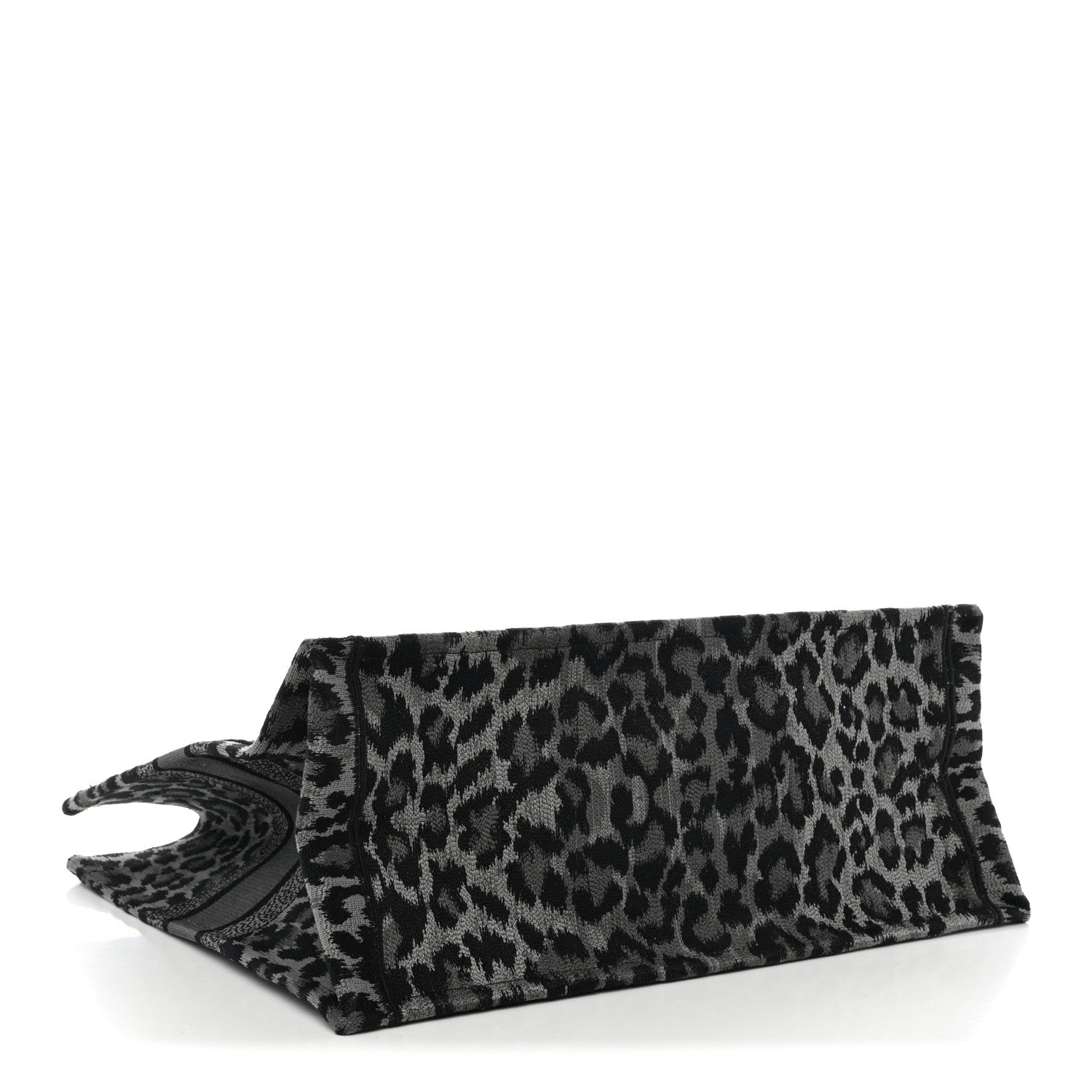 Dior Canvas Mizza Embroidered Large Leopard Book Tote Grey