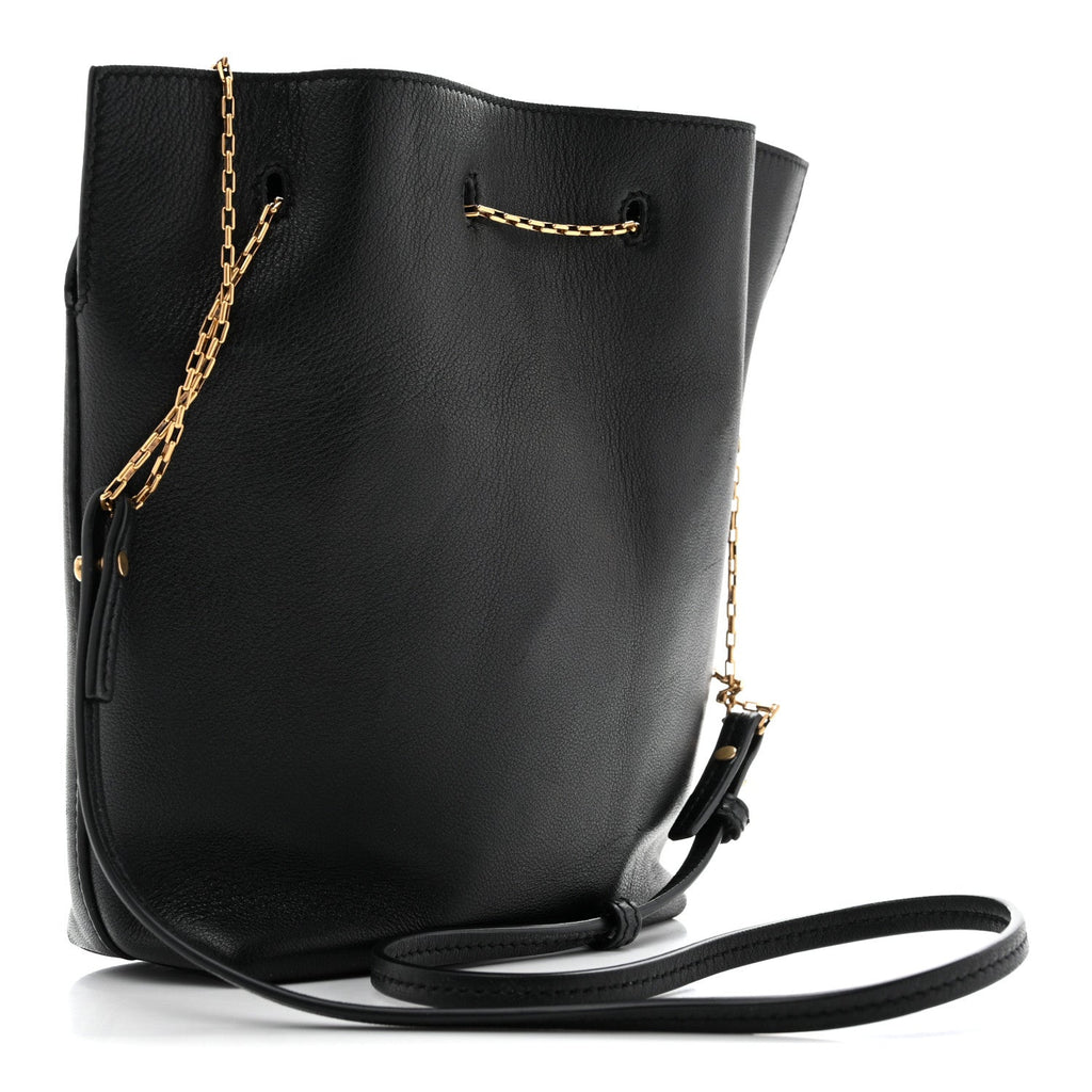 Saint Laurent Lambskin Pochon Shoulder Bag Black