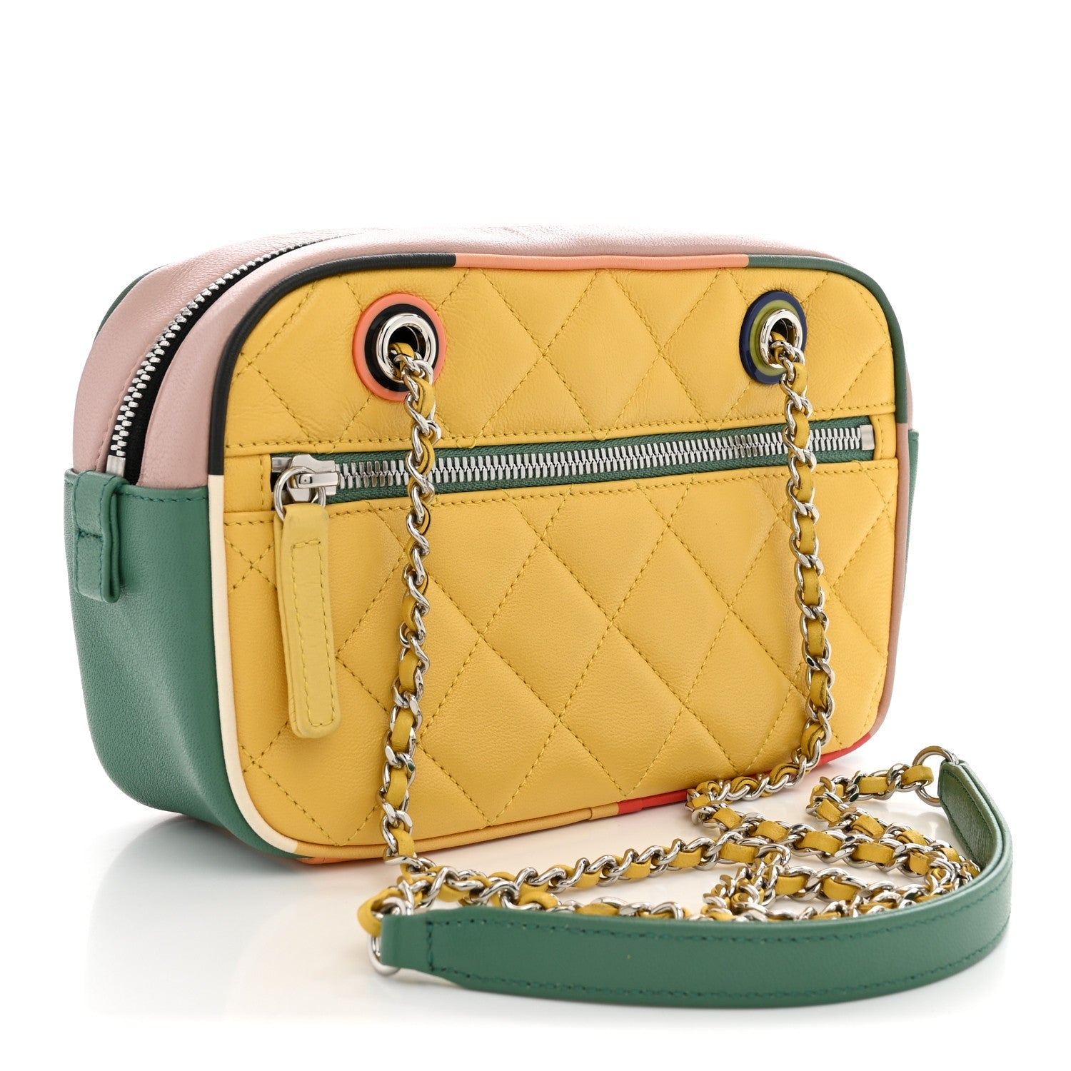 Chanel Calfskin Quilted Cuba Camera Bag Yellow Multicolor