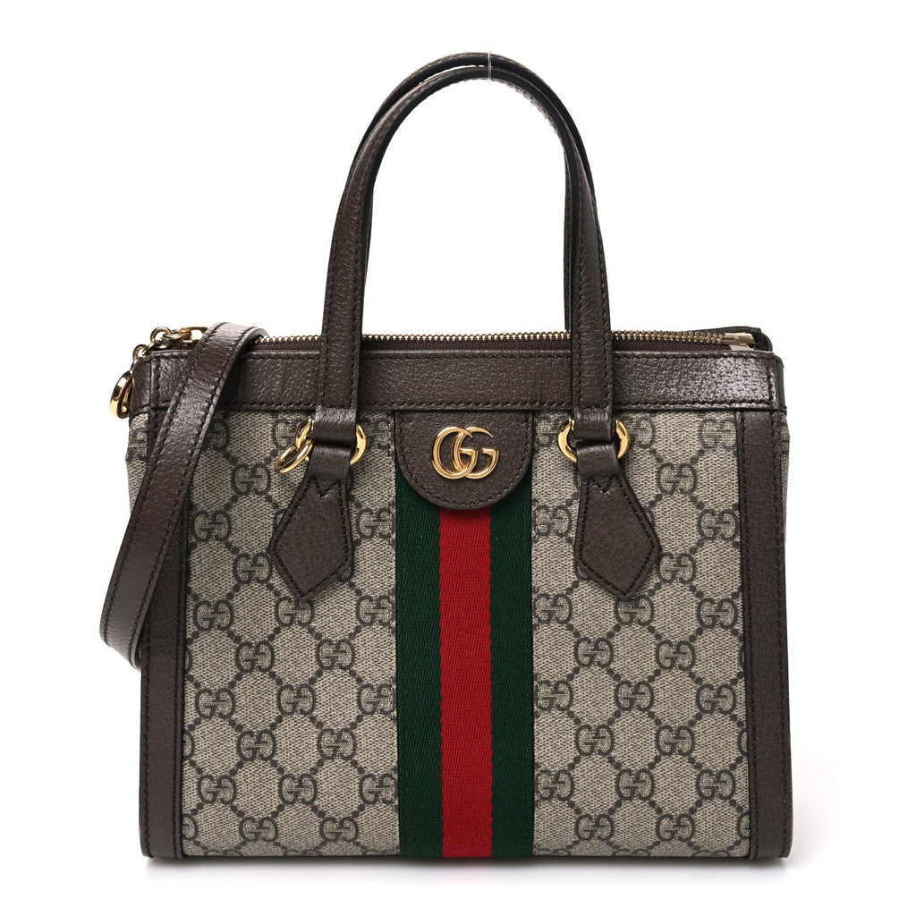 Gucci GG Supreme Monogram Small Ophidia Tote Bag Brown