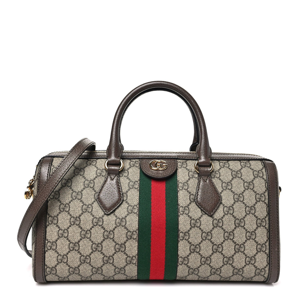 Gucci GG Supreme Monogram Web Medium Ophidia Boston Brown