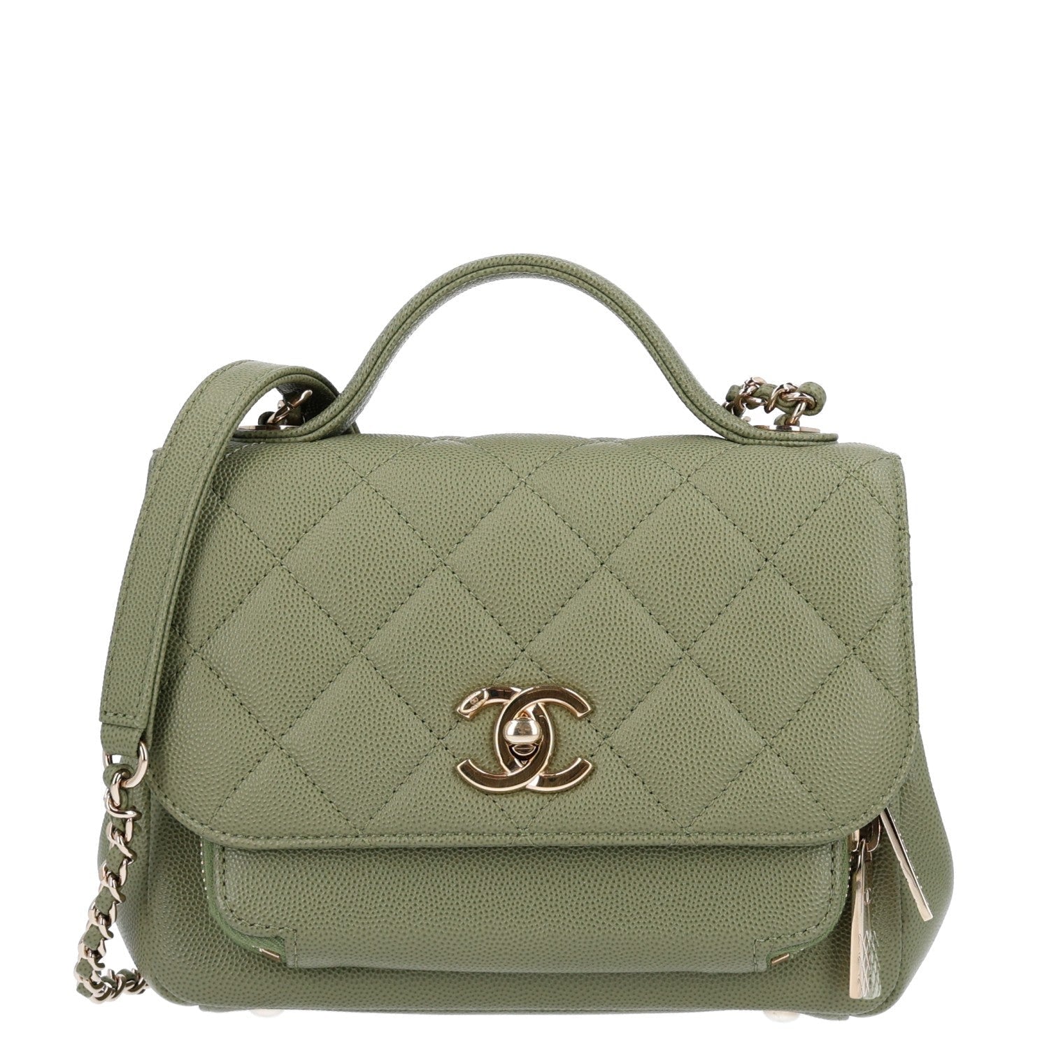 Chanel Caviar Quilted Small Business Affinity Flap Green
