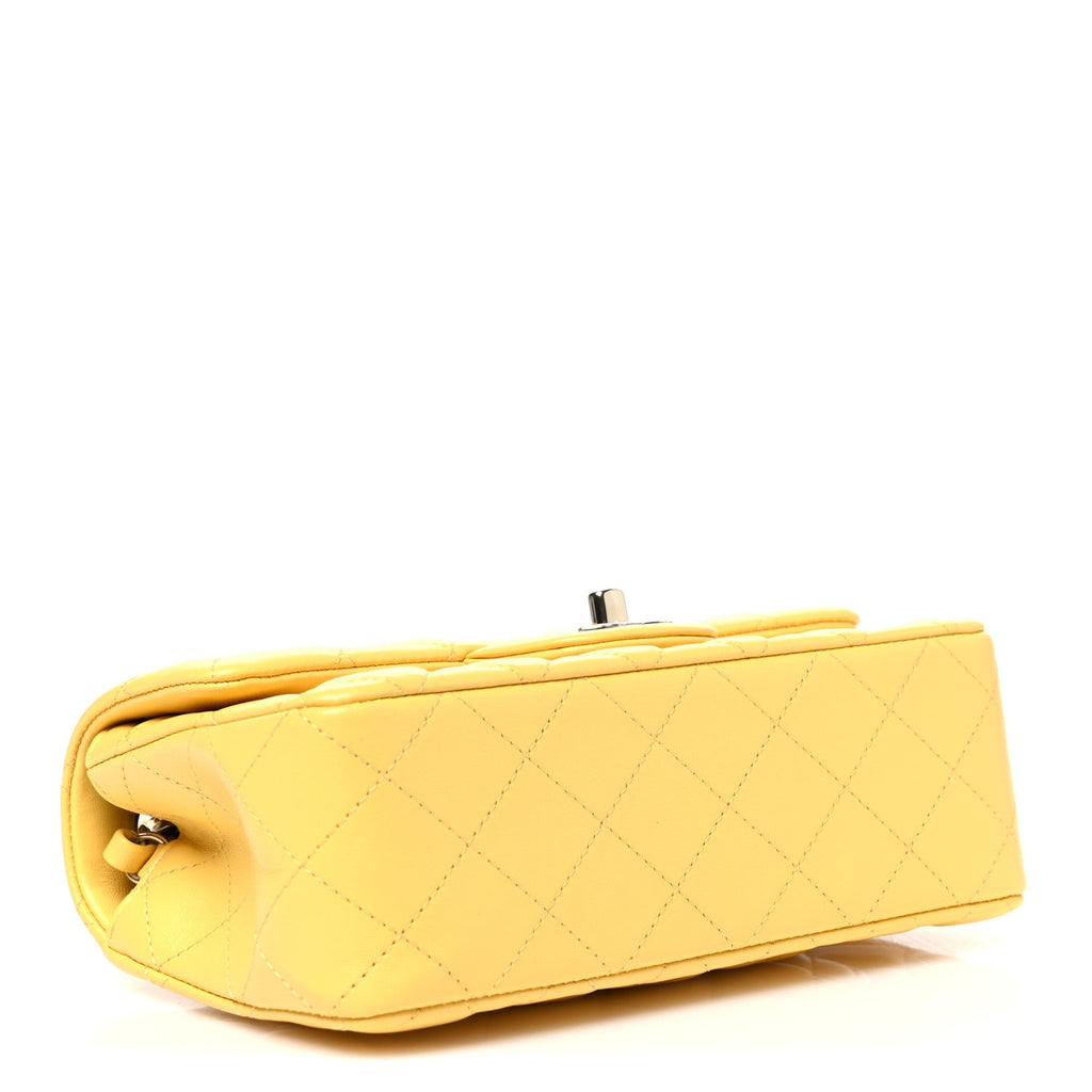 Chanel Lambskin Quilted Mini Rectangular Flap Yellow