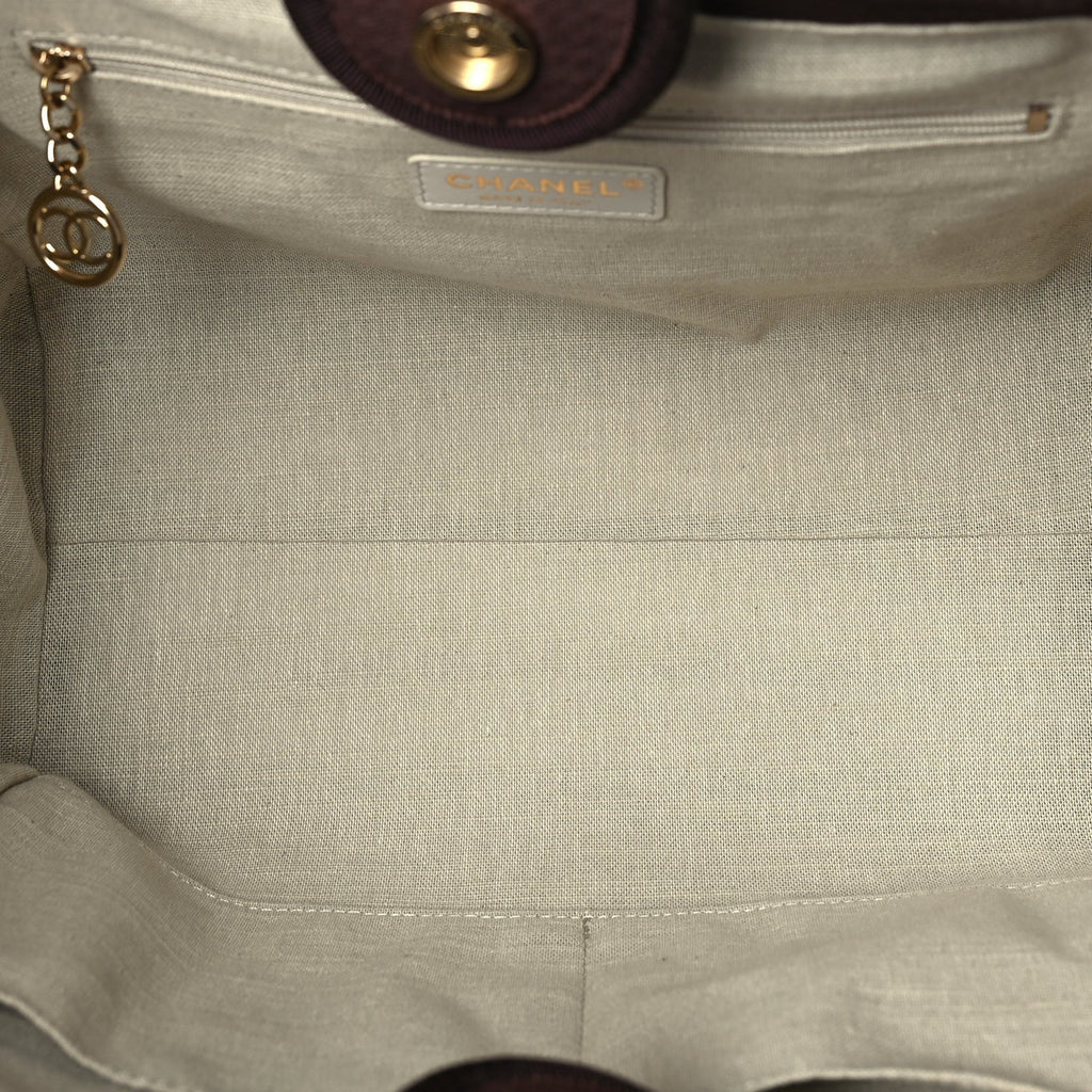 Chanel Mixed Fibers Calfskin Small Deauville Tote Burgundy