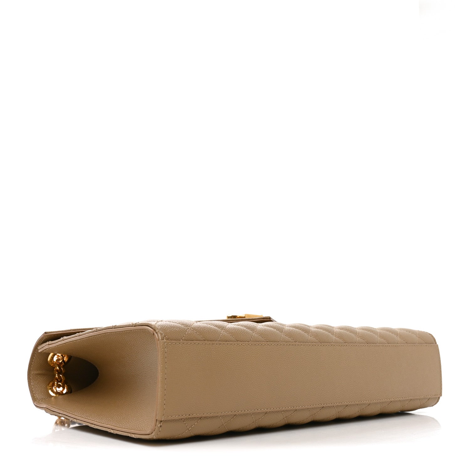 Saint Laurent Grain De Poudre Mixed Matelasse Large Triquilt Monogram Satchel Dark Latte
