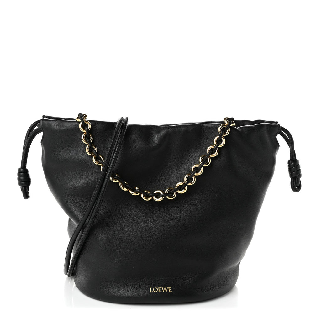 Loewe Mellow Nappa Donut Chain Mini Flamenco Knot Clutch Black