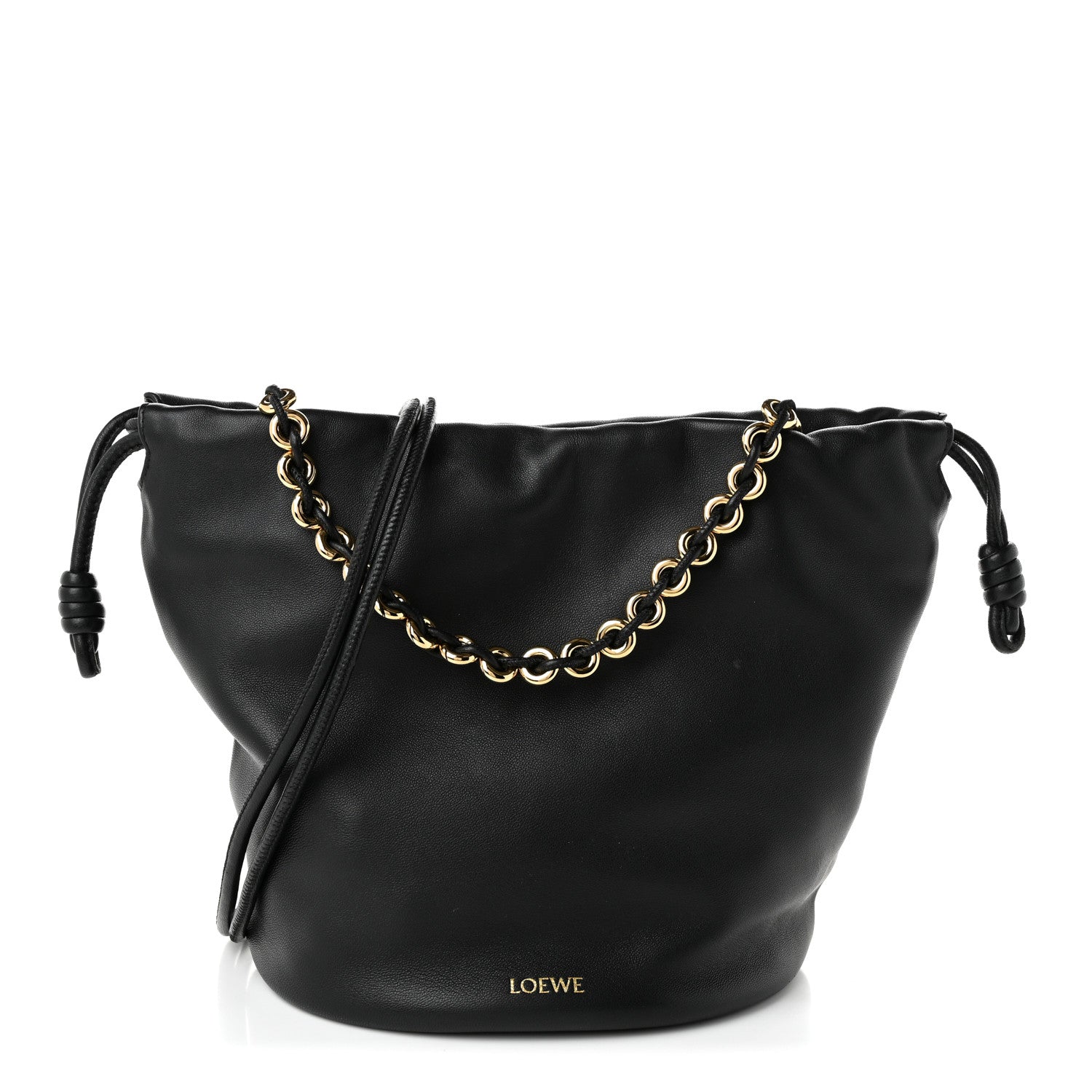 Loewe Mellow Nappa Donut Chain Mini Flamenco Knot Clutch Black