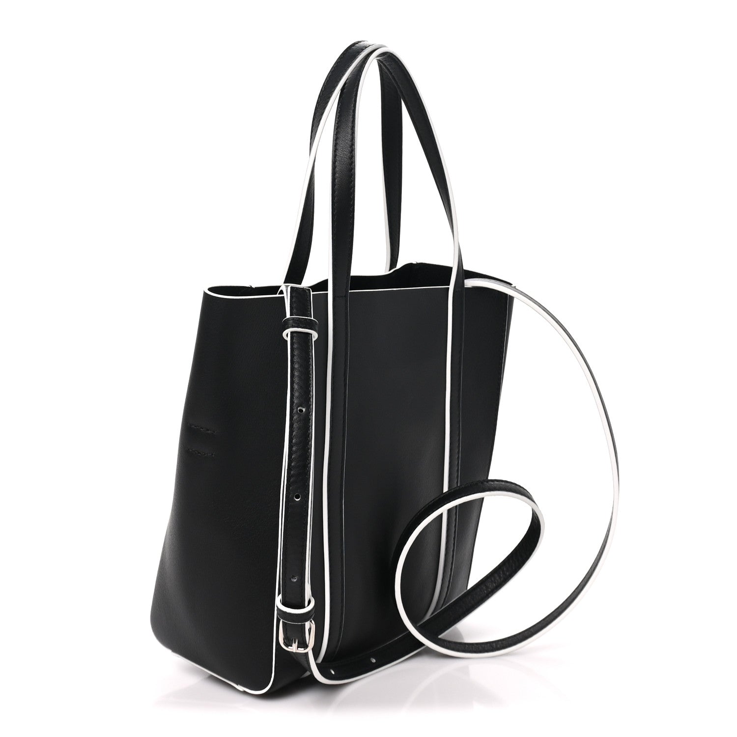 Balenciaga Smooth Calfskin Logo Double Sided XXS Everyday Tote Black White