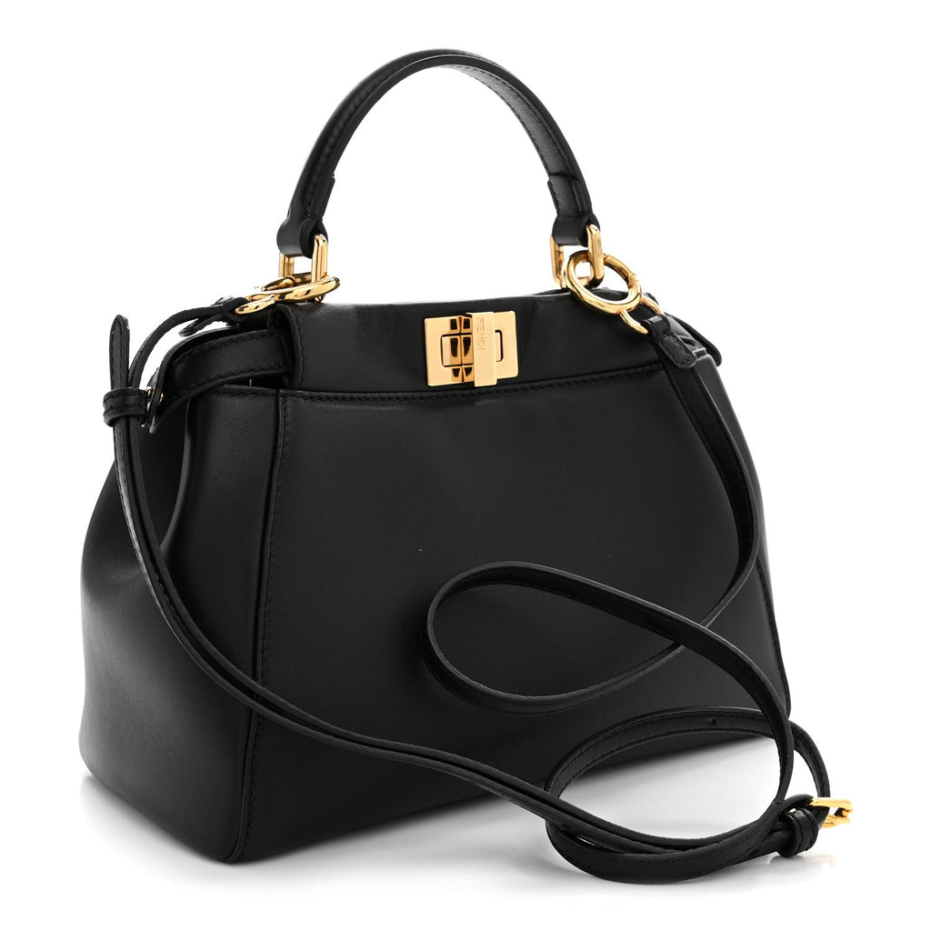 Fendi Nappa Mini Peekaboo Iconic Satchel Black