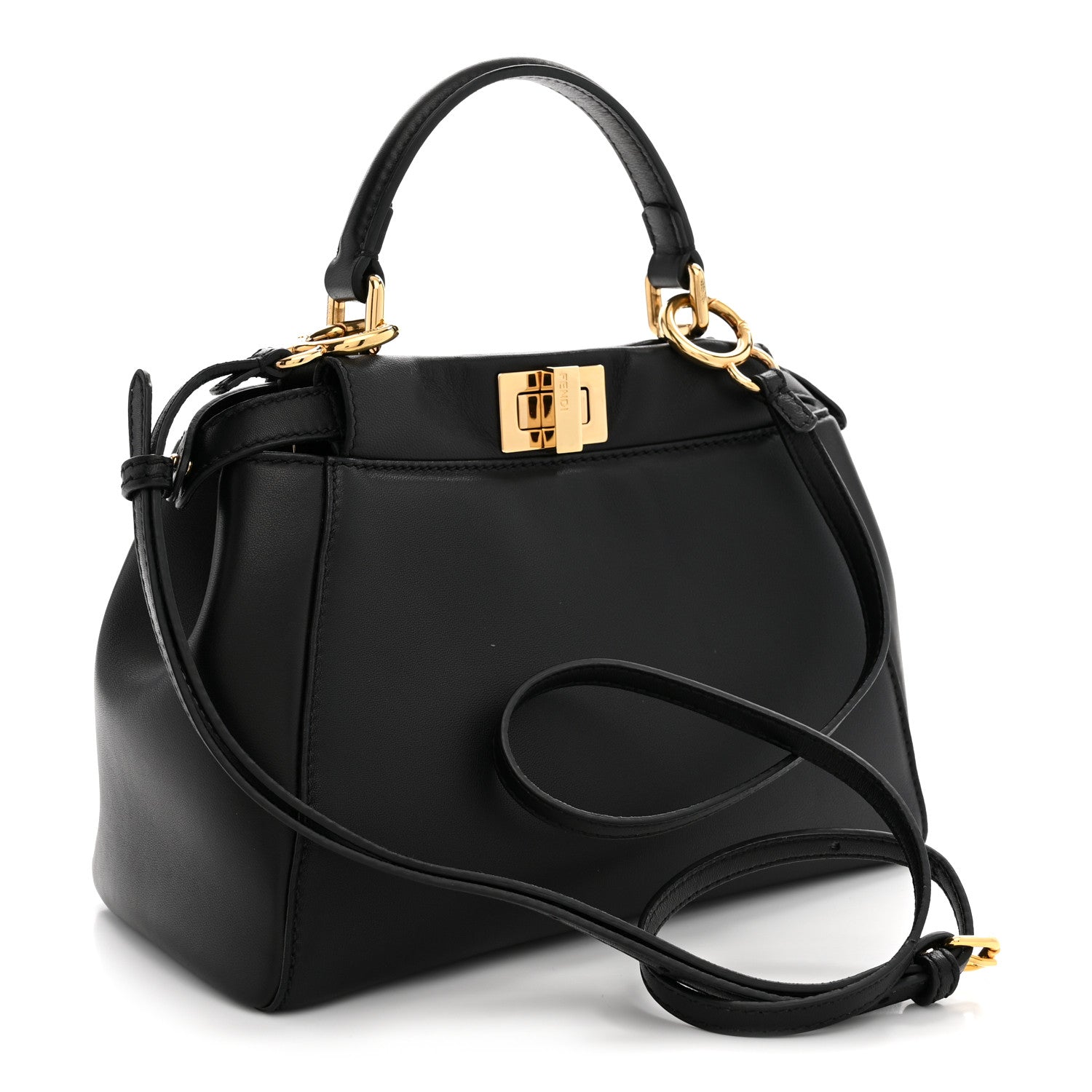 Fendi Nappa Mini Peekaboo Iconic Satchel Black