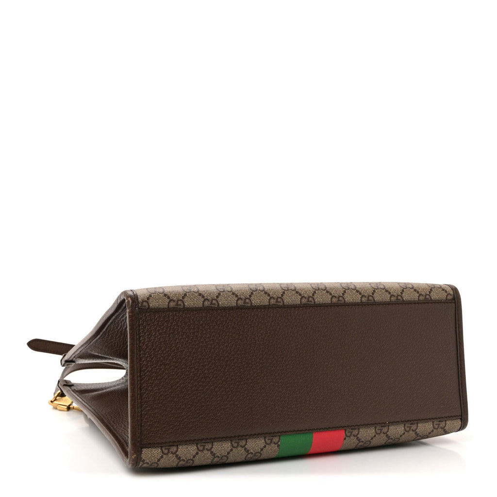Gucci GG Supreme Monogram Textured Dollar Calfskin Web Gucci Tiger Small Retro Interlocking G Tote Bag Beige Ebony Live Red New Shamarock New Acero