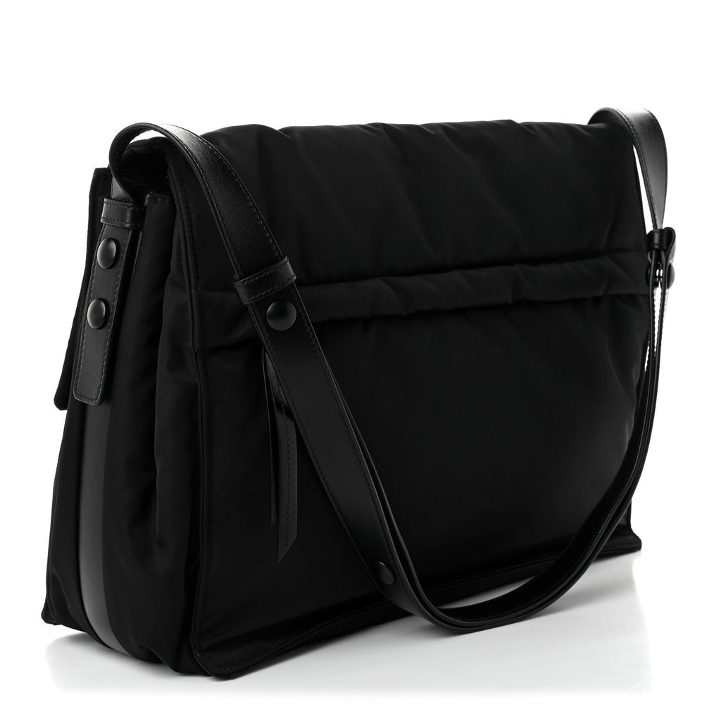 Prada Re-Nylon Vitello Padded Large Flap Shoulder Bag Black