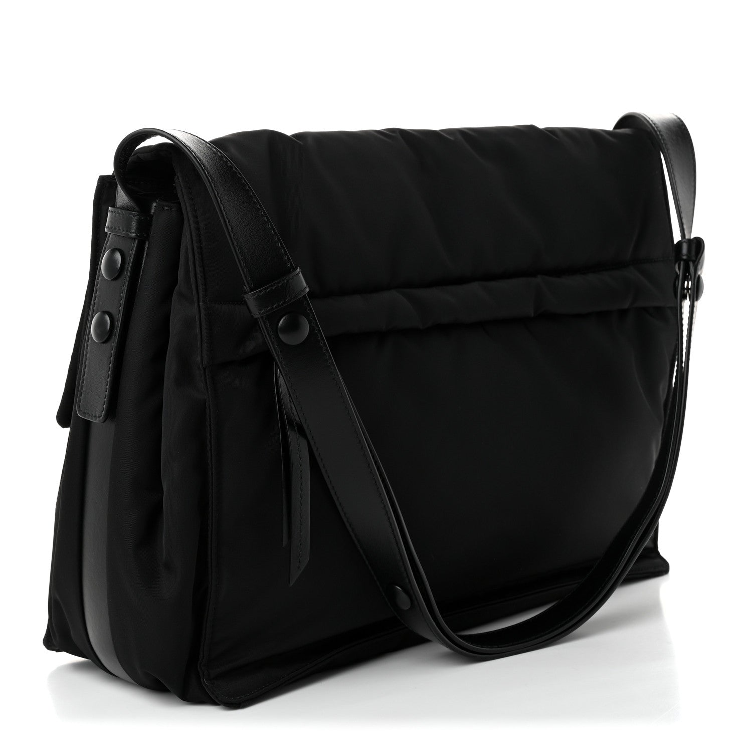 Prada Re-Nylon Vitello Padded Large Flap Shoulder Bag Black