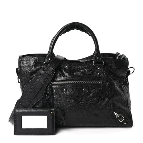 Balenciaga Agneau Classic Silver Hardware City Black