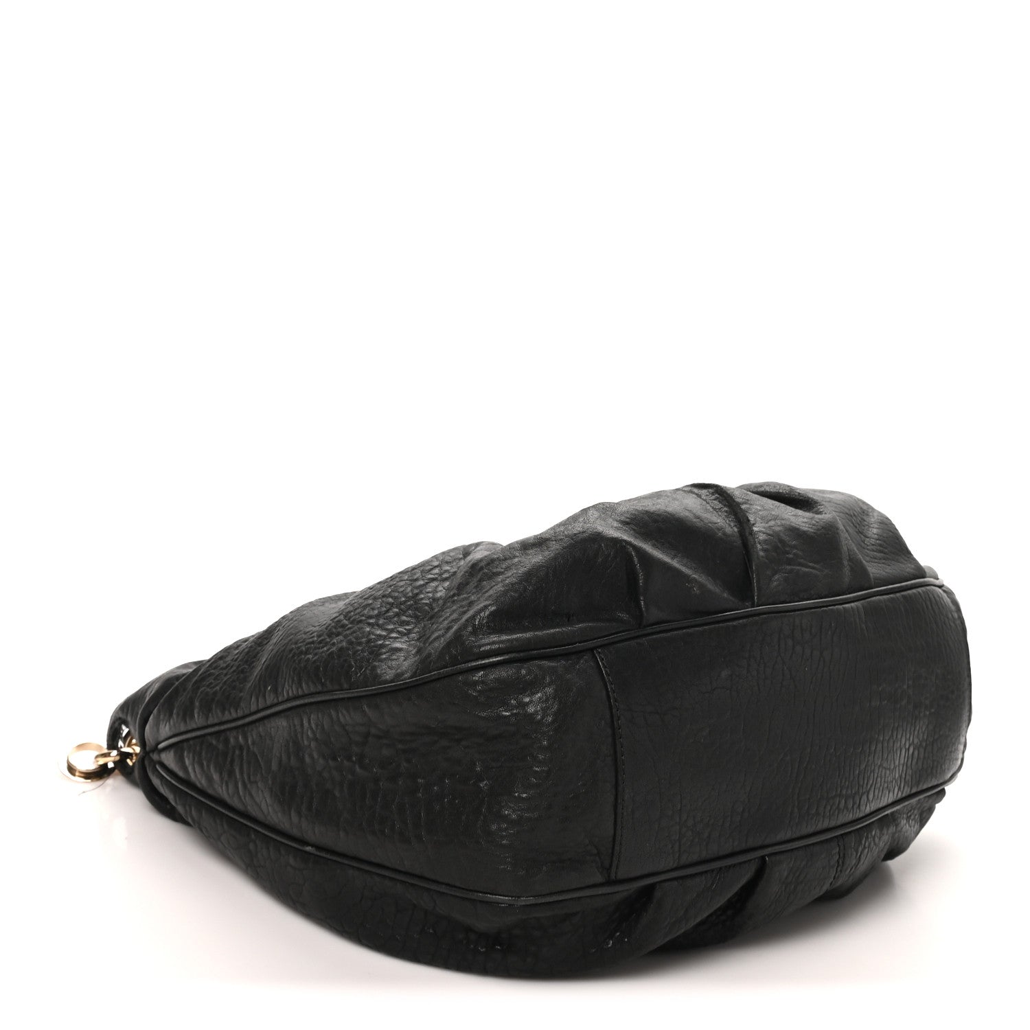 Fendi Crinkled Lambskin Mia Hobo Black